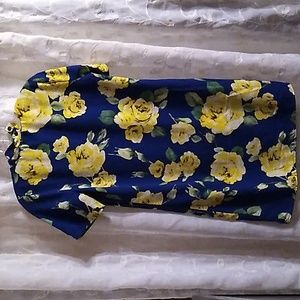 Soprano women's royal blue summer dress red & yellow rose size Small  Pre-owned.